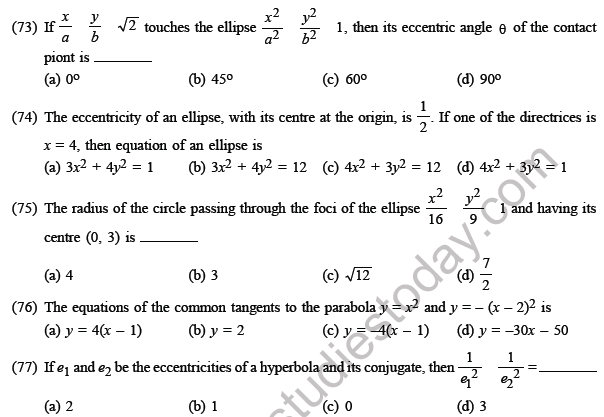 JEE Mathematics Circle And Conic Section MCQs Set A, Multiple Choice ...